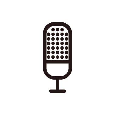 Yayın veya podcast için nokta desenli baş mikrofon silueti - beyaz üzerine izole edilmiş siluet simgesi veya logo