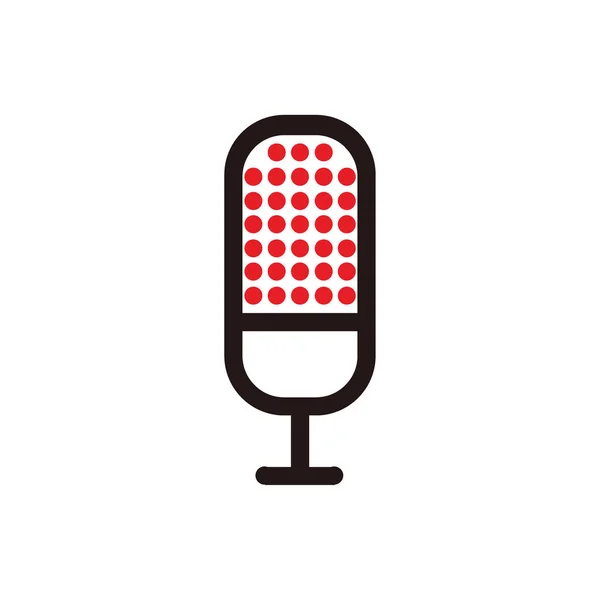Kırmızı nokta desenli baş mikrofon - yayın veya podcast için nokta desenli baş mikrofon - nokta desenli baş mikrofon simgesi veya beyaz üzerine izole edilmiş logo