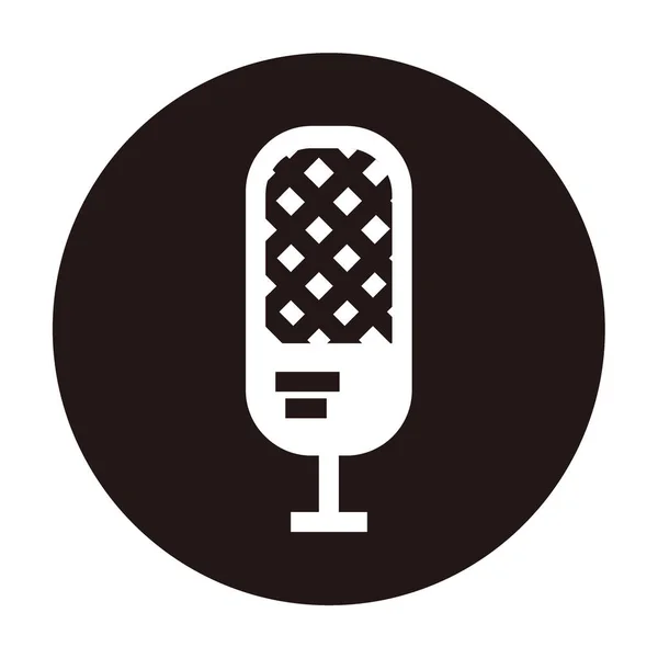 Yayın ya da podcast için iki şeritli kare şekilli baş mikrofon - siyah çember arkaplan üzerinde siluet simgesi ya da logo