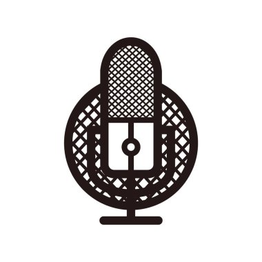 Podcast mikrofon silueti filtre zift işareti, müzik simgesi vb - Podcast mikrofonun silueti filtre zift işareti logosu veya simgesi - podcast mikrofon silueti çizgisi sanatı filtre zift işareti beyaz üzerinde izole
