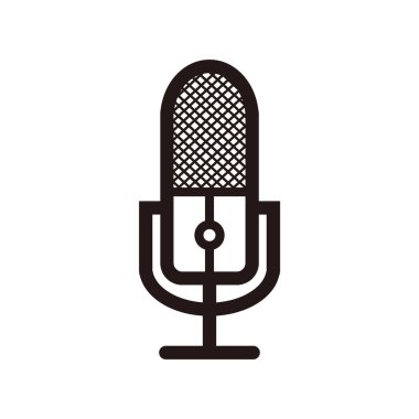 Yayın, müzik simgesi vs. için podcast mikrofon silueti - podcast mikrofon silueti logosu veya simgesi - podcast mikrofon silueti çizgisi sanatı beyaz üzerine izole edildi