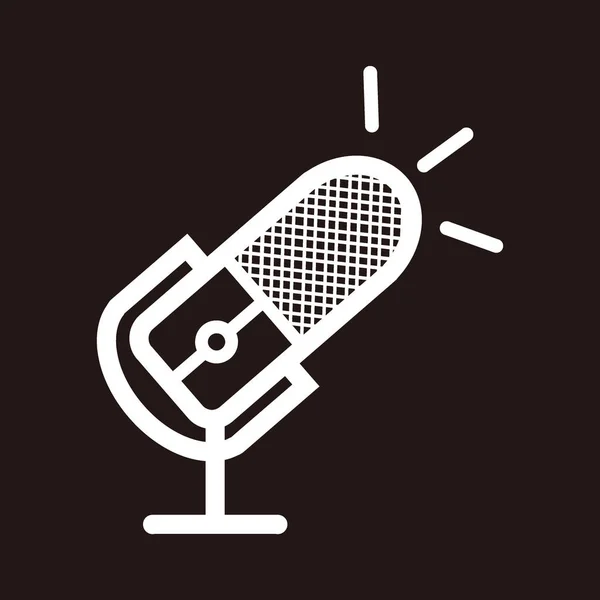 Podcast mikrofon silueti bağlantıları veya sinyal işareti ile yayın, müzik simgesi, vb - Podcast mikrofon silueti bağlantıları veya sinyal işareti logosu veya simgesi - siyah üzerine izole edilmiş podcast mikrofon satır sanatı