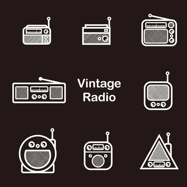 Classic Radio Silhouette Style Black White Vintage Square Radio Tuner — Stock Vector