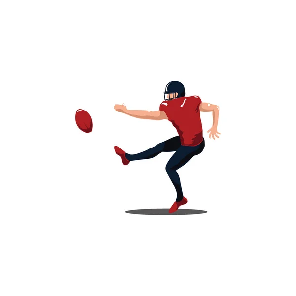 Sport Man Kicking Ball Football Game Rugby Player Kicking Ball — Stock Vector