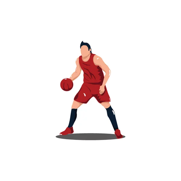 Basketbol atleti bir oyunda topu tutuyor ya da tutuyor - basketbolcunun beyaz üzerine izole edilmiş top karikatürünü tutması ya da tutması