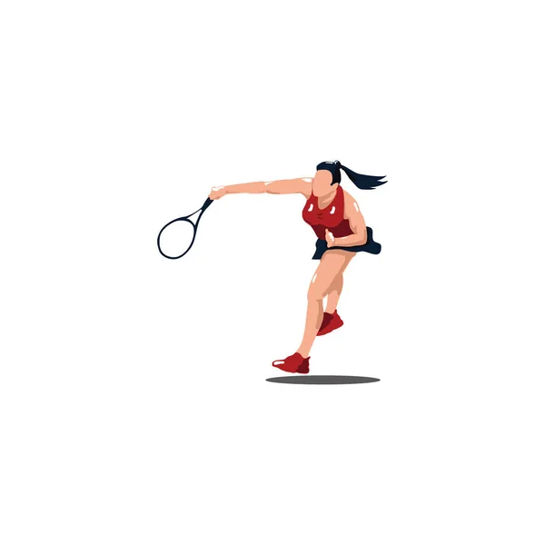 Sportlerin Schwingt Tennisschläger Den Ball Zerschlagen Tennis Athlet Schlägt Den — Stockvektor