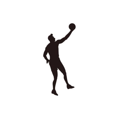 silhouette of basket ball player doing a 