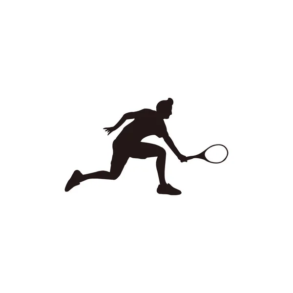 Sport Homme Swing Main Arrière Raquette Tennis Pour Recevoir Silhouette — Image vectorielle