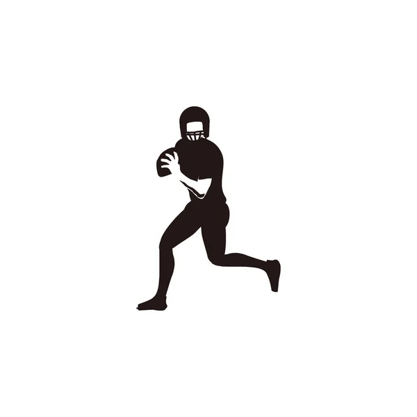 Silhouette Hommes Courant Avec Ballon Jouant Rugby Joueur Football Courant — Image vectorielle