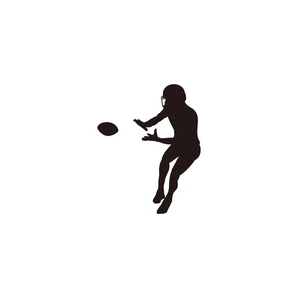 Silhouette Sport Man Catching Ball Football Game Rugby Player Catching — Stock vektor