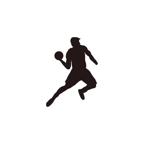 Silhouette Homme Jetant Balle Sur Jeu Basket Ball Illustrations Joueur — Image vectorielle