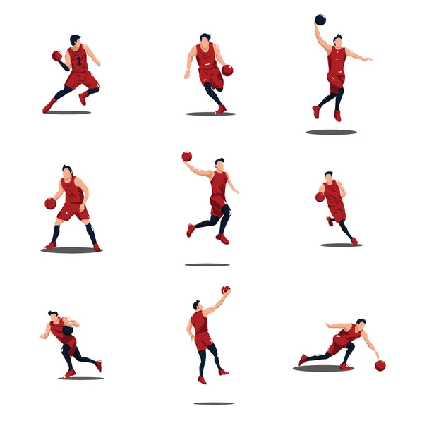 Illustrations Jeu Dessin Animé Homme Jouant Basket Ball Jeu Illustrations — Image vectorielle