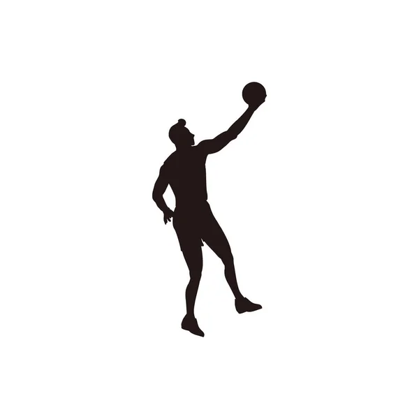 Silhouette Joueur Basket Ball Faisant Lay Pour Marquer Sur Jeu — Image vectorielle