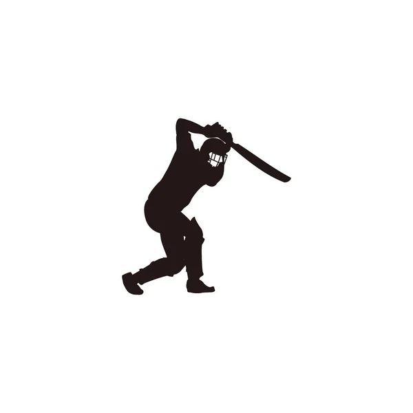 板球运动员用棍棒打宫廷体育运动员用木棍打被白色隔离的板球卡通片 — 图库矢量图片