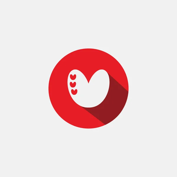 Kırmızı Daire Işareti Logosu Üzerinde Küçük Aşkı Olan Sevimli Bir — Stok Vektör
