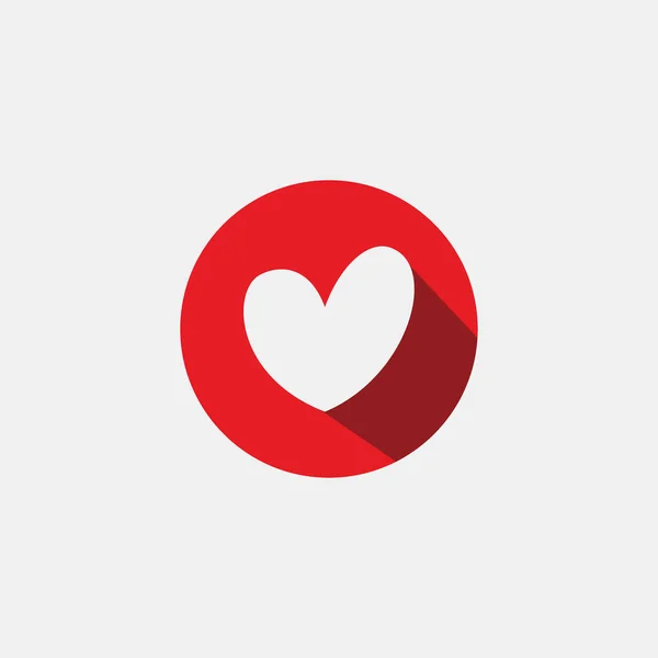 Kırmızı Daire Işareti Logosundaki Asimetrik Aşk Ikonu Kalp Ikonu Vektörü — Stok Vektör