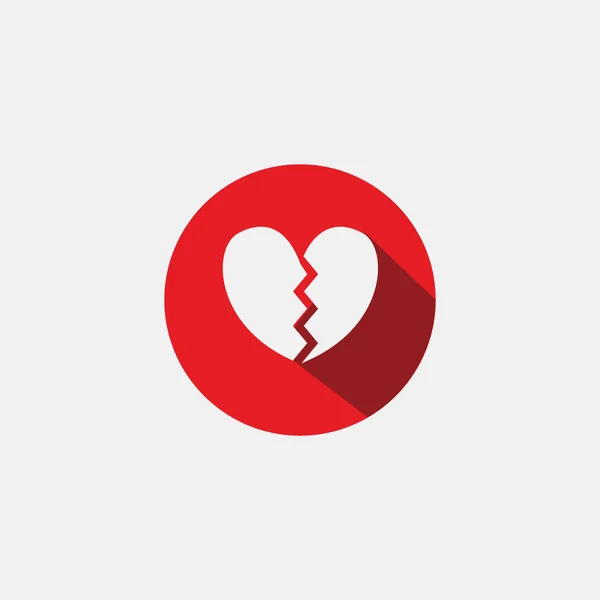 Kırık Kalp Ikonu Kırmızı Daire Işareti Logo Konsepti Kalp Ikonu — Stok Vektör