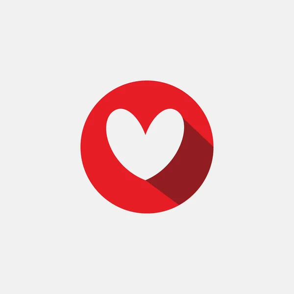 Kırmızı Daire Işareti Logosunda Basit Bir Aşk Ikonu Kalp Ikonu — Stok Vektör