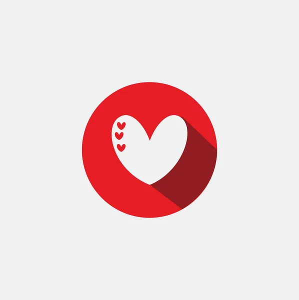 Kırmızı Daire Işareti Logosu Üzerinde Küçük Sevgi Içeren Basit Bir — Stok Vektör