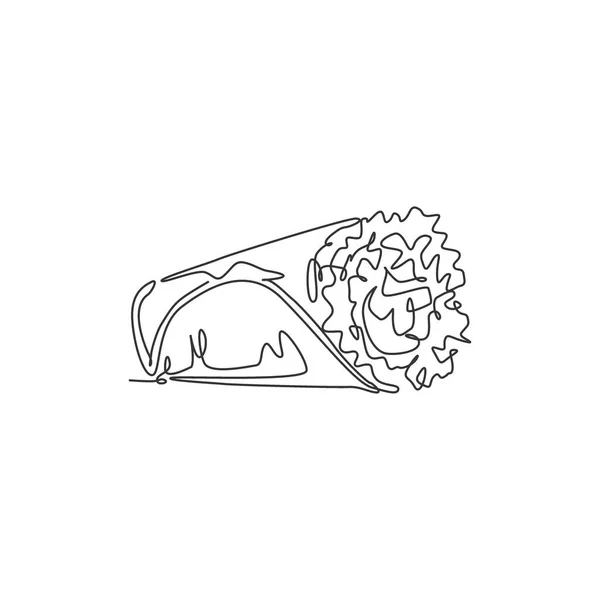 Один Сплошной Рисунок Стилизованного Мексиканского Бурито Логотипа Магазина Этикетки Эмблема — стоковый вектор