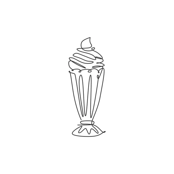 Одинарне Безперервне Лінійне Креслення Стилізованого Логотипу Магазину Свіжих Молочних Напоїв — стоковий вектор