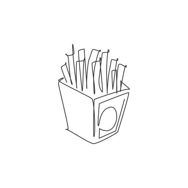 Taze Patates Kızartması Logo Vektör Illüstrasyonunun Tek Çizimi Patates Uzun — Stok Vektör