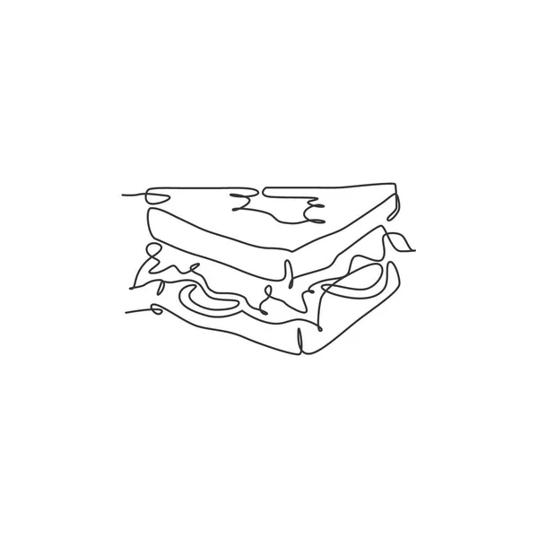 Enda Kontinuerlig Linje Ritning Stiliserade Amerikanska Smörgås Logotyp Etikett Emblem — Stock vektor