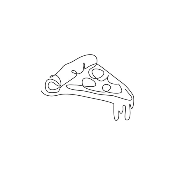 Один Рядок Малює Свіжу Італійську Ілюстрацію Логотипом Піци Піцерія Італійських — стоковий вектор