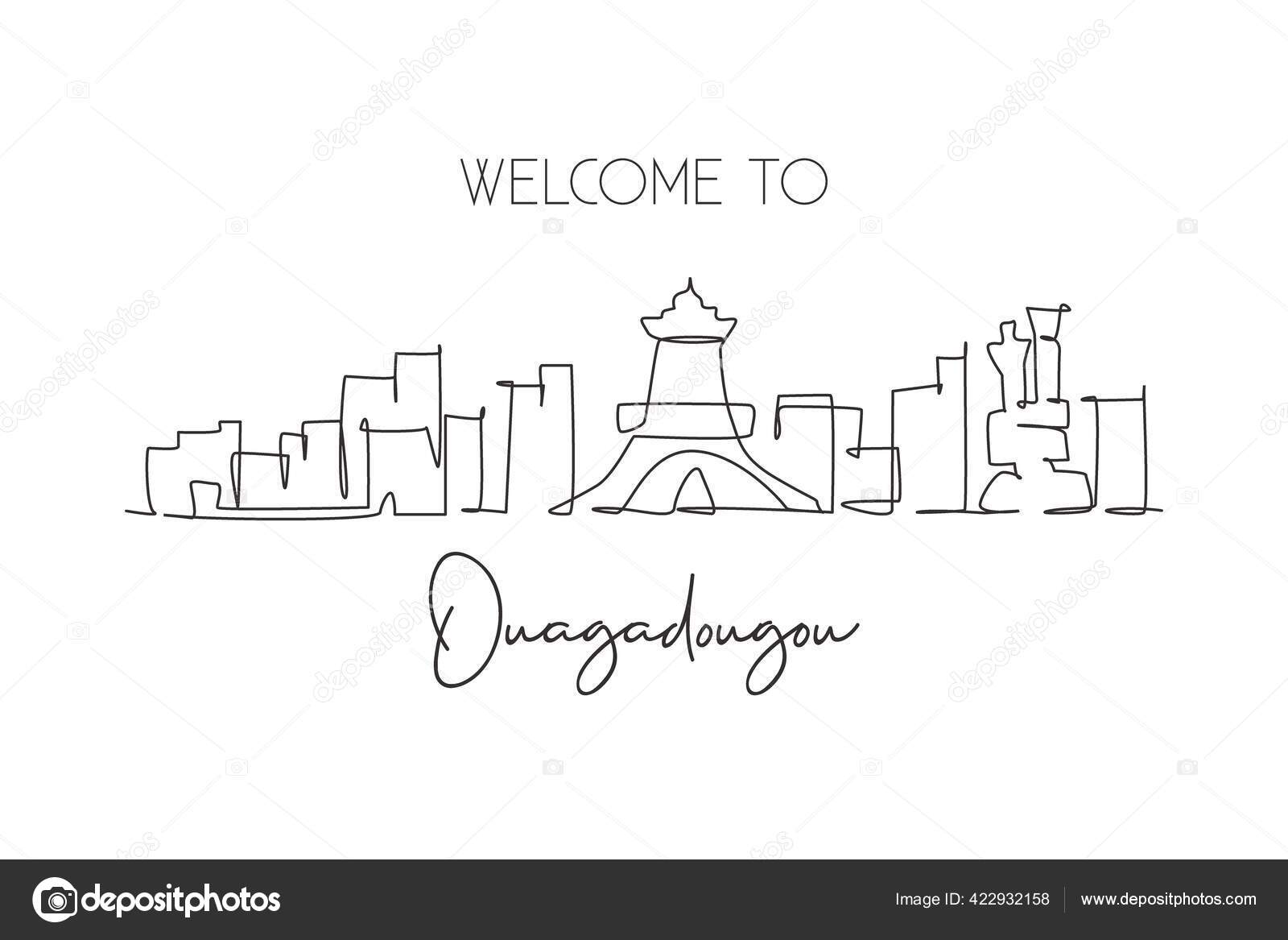 Desenho Linha Contínua Única Horizonte Cidade Ouagadougou Burkina Faso  Famoso Vetor de stock de ©SimpleLine 422932158, image size:1600x1167