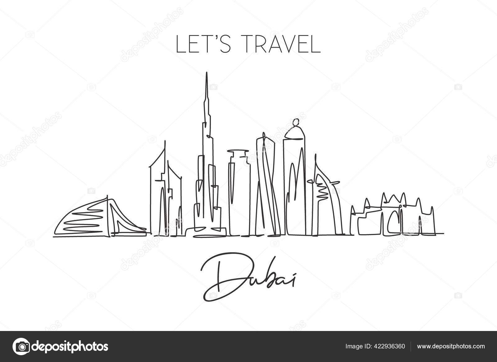 Один Рисунок Горизонта Города Дубай Объединенные Арабские Эмираты.