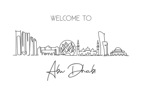 Dessin Continu Des Toits Ville Abu Dhabi Émirats Arabes Unis — Image vectorielle