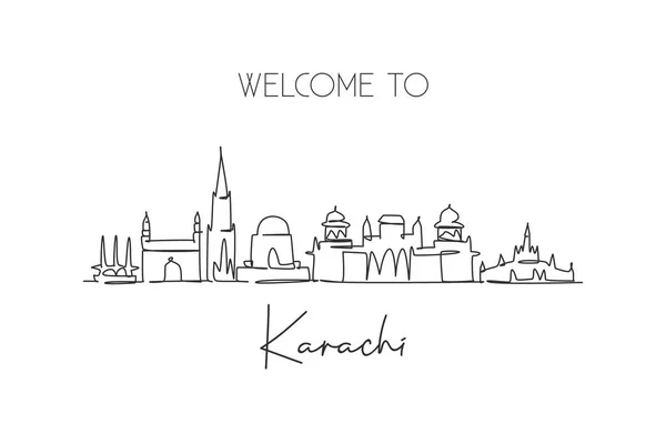 Seul Dessin Karachi City Skyline Pakistan Paysage Urbain Historique Dans — Image vectorielle