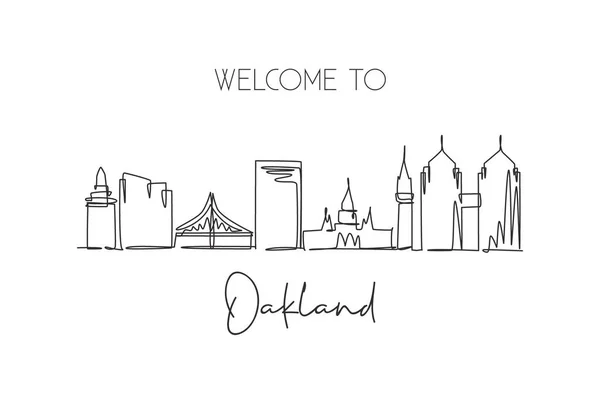 Een Continue Lijn Tekening Van Oakland City Skyline Californië Prachtig — Stockvector