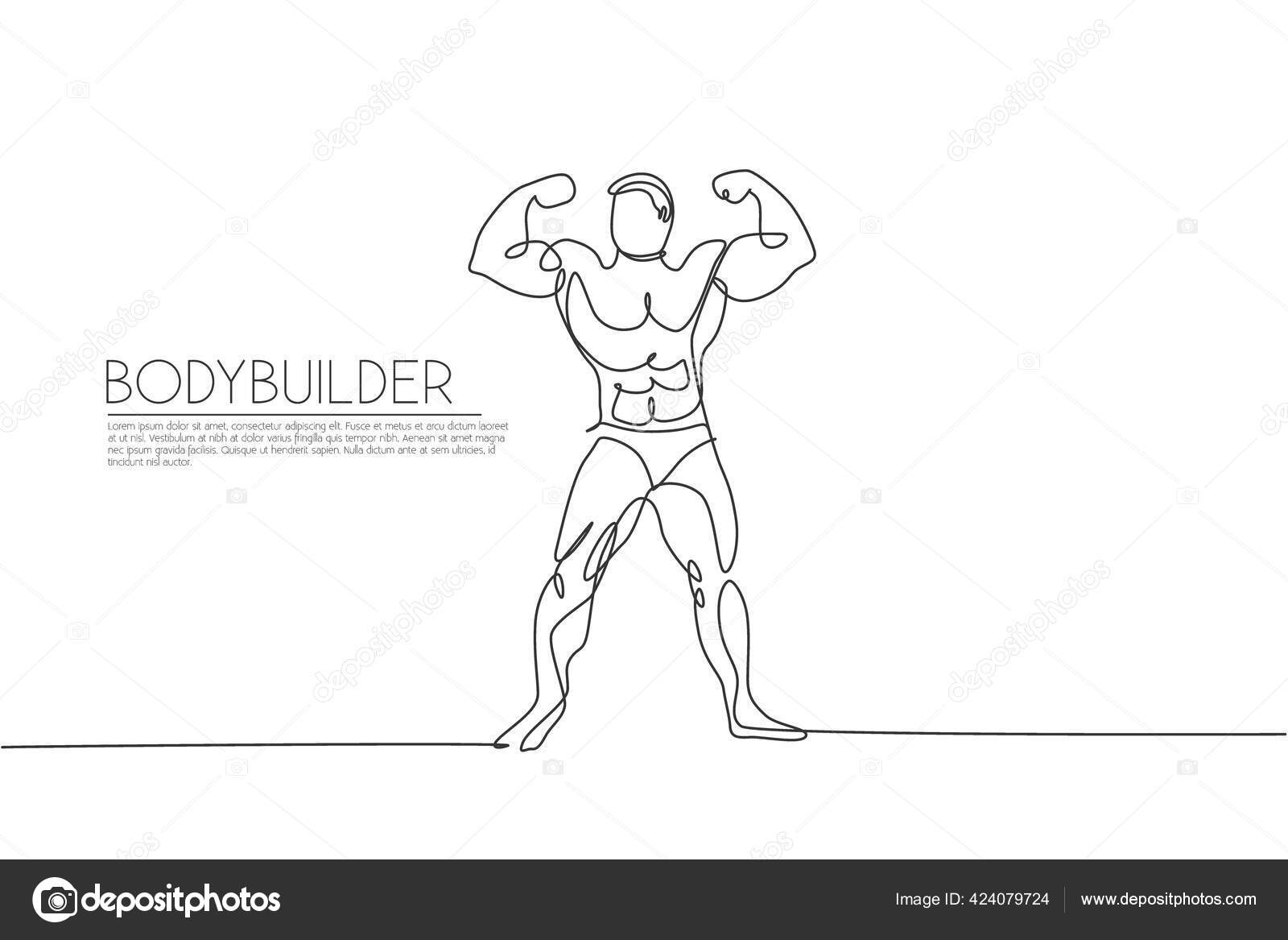 Posing bodybuilder, isolated vector silhouette, ink drawing Stock Vector by  ©msanca 336513066