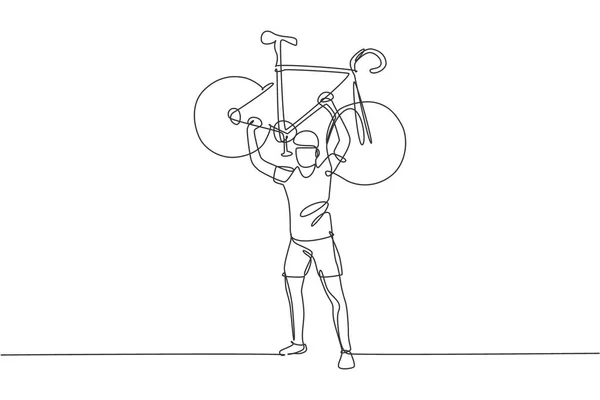 Eine Durchgehende Linie Zeichnet Einen Jungen Sportlichen Mann Der Sein — Stockvektor