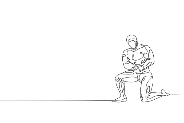 Simple Dessin Ligne Continue Jeune Musclé Modèle Homme Bodybuilder Posant — Image vectorielle