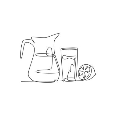 Dilimlenmiş limonlu buzlu limonata. Restoran içki menüsü konsepti. Kafe, dükkan veya yemek dağıtım servisi için modern bir çizim çizimi tasarım vektör ilüstrasyonu