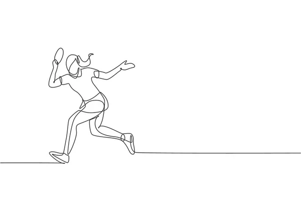 활력넘치는 선수의 그림은 일러스트를 스포츠 연속적 선그리기 배너를 디자인 — 스톡 벡터