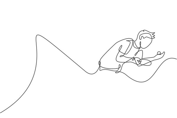 Одна линия рисования молодых энергичных игроков в настольный теннис служит векторной иллюстрацией. Концепция спортивных тренировок. Современный дизайн непрерывной ничьей для пинг-понга