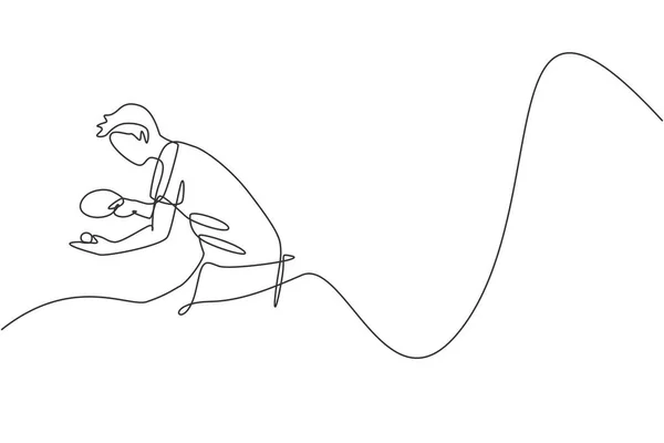 การวาดเส อเน องแบบเส นเด ยวของน กเทนน สชายหน ความคล องต วโฟก — ภาพเวกเตอร์สต็อก