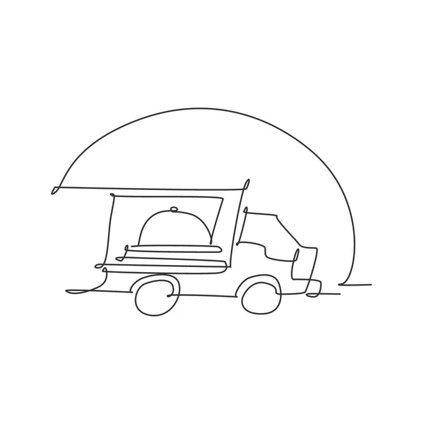 Dessin Ligne Continue Unique Camion Stylisé Voiture Boîte Avec Couvercle — Image vectorielle