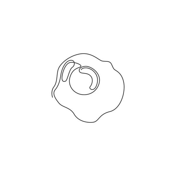 Одна Линия Рисунок Свежей Солнечной Стороны Вверх Яйцо Логотип Графической — стоковый вектор