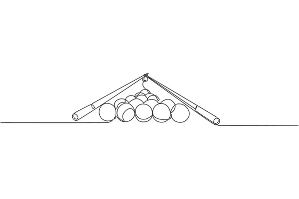 Enkele Continue Lijn Tekening Van Driehoek Piramide Ballen Stapel Voor — Stockvector