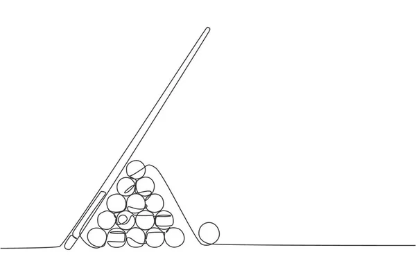 Una Línea Continua Dibujo Triángulo Pirámide Bolas Pila Para Billar — Vector de stock