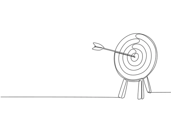 Uma Linha Contínua Desenho Flecha Foi Disparado Bullseye Para Tiro — Vetor de Stock