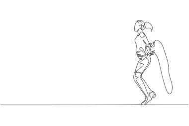 Spor salonu klubünde atlama halatıyla atlama antrenmanı yapan tek sıra. Spor esneme konsepti. Moda bir çizgi tasarım vektörü grafik çizimi