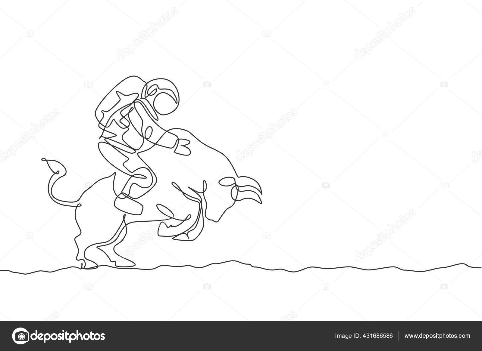 황소를 비행사를 그림은 그림이다 비행사의 여정이라는 개념이죠 현대의 연속적 선그리기 스톡 벡터 - ©SimpleLine 431686586, image size:1600x1167