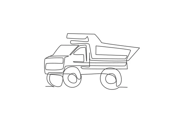 Dessin Ligne Continue Unique Grand Camion Benne Pour Charger Charbon — Image vectorielle