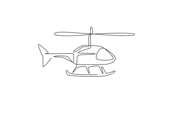 Dibujo Línea Continua Única Helicóptero Volador Transporte Aéreo Concepto Vehículo — Vector de stock
