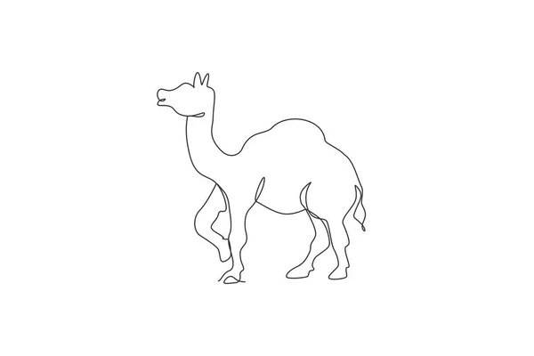 Dibujo Línea Continua Única Camello Árabe Salvaje Conservación Del Parque — Archivo Imágenes Vectoriales